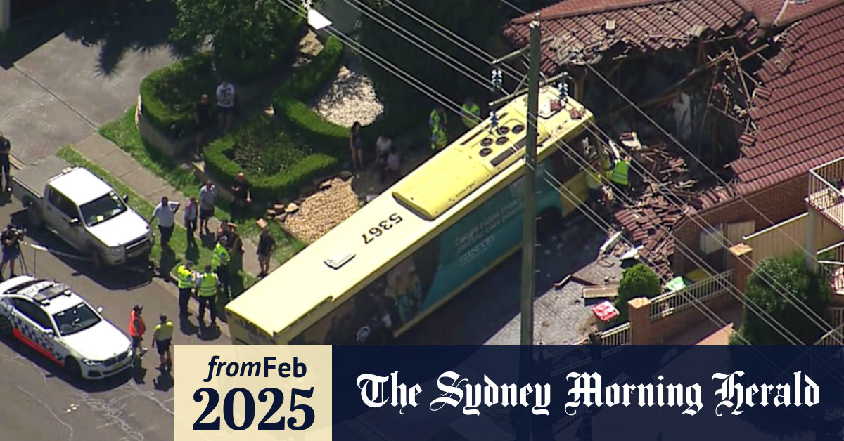 Video Bus crashes into house in southwest Sydney